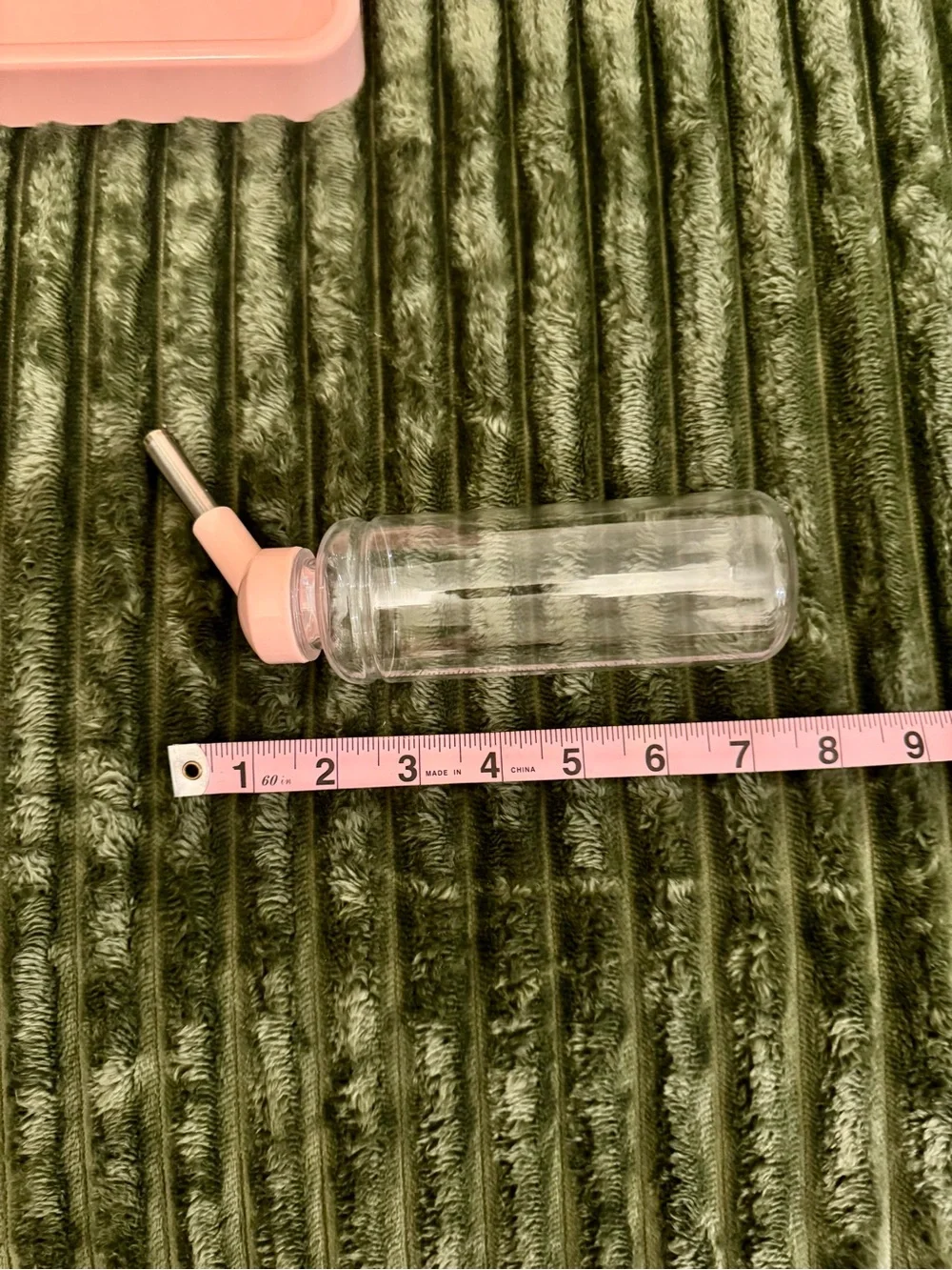 Pink Multi-Compartment Rabbit Feeder with Water Bottle