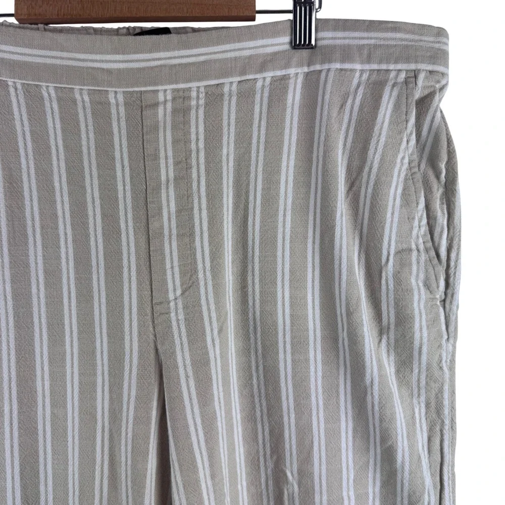 Banana Republic Rowan Wide Leg Pants Womens 16 Beige White Striped High Rise