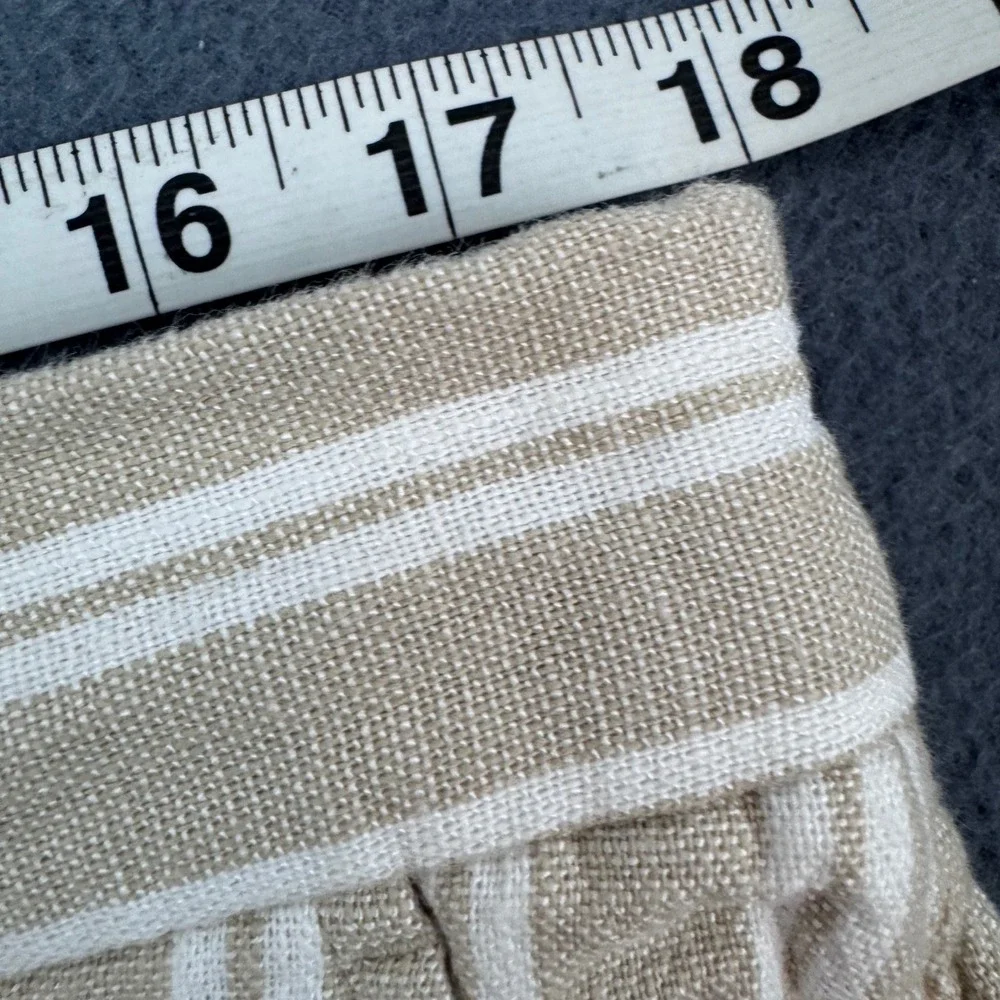 Banana Republic Rowan Wide Leg Pants Womens 16 Beige White Striped High Rise
