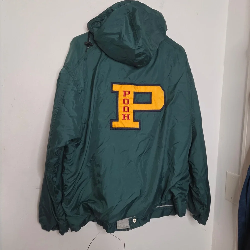 Vintage Disney Store Winnie the Pooh Hooded Windbreaker Jacket Green Mens Medium