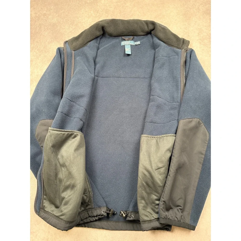 VTG Y2K Polo Ralph Lauren Polartec Fleece Jacket Men XXL Navy Gray Full Zip Hood