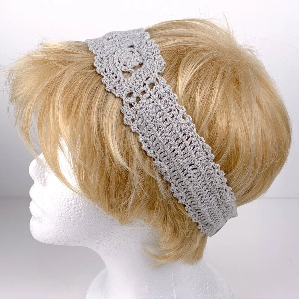 Crochet hair wrap gray women's Charming Charlie crochet headband