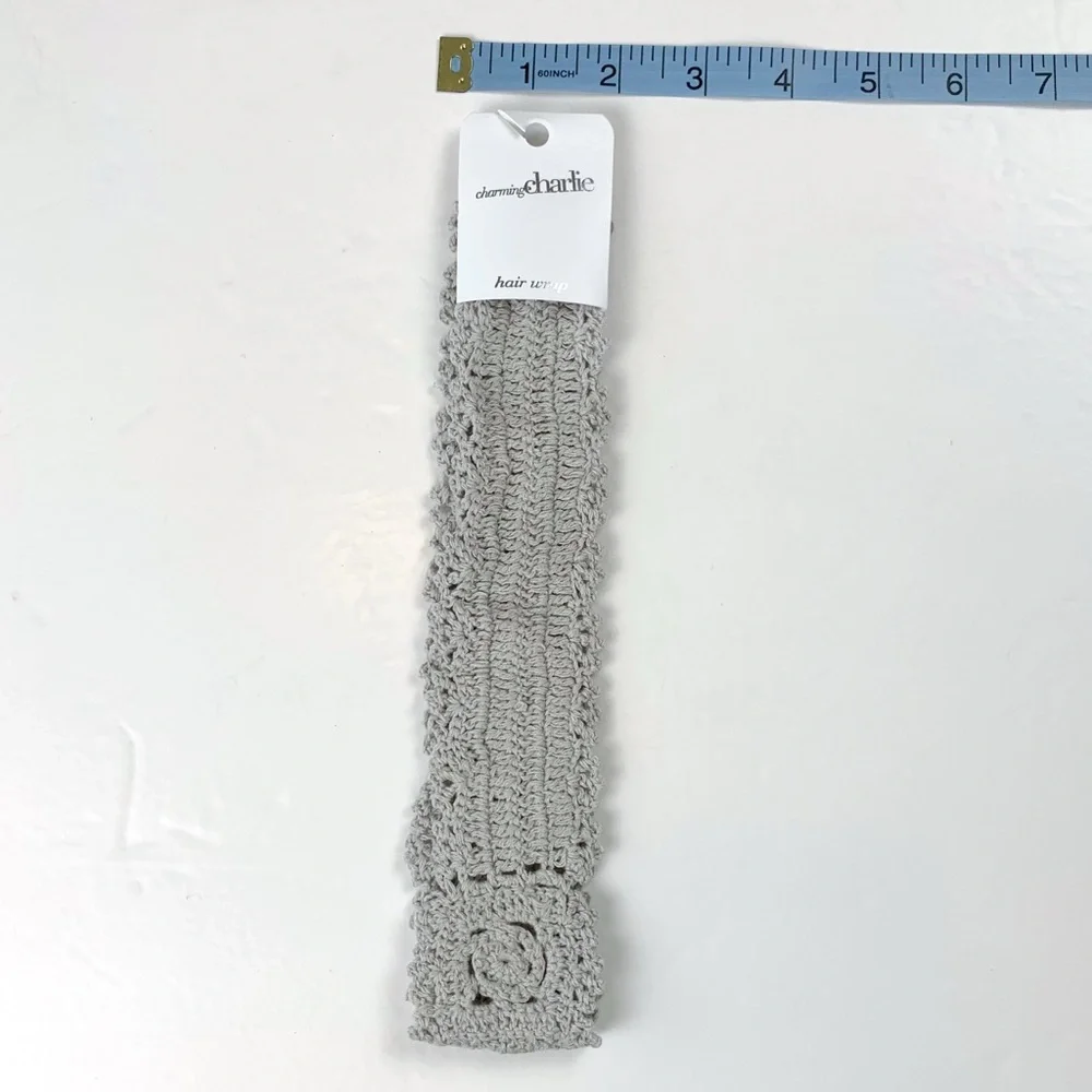 Charming Charlie gray crochet