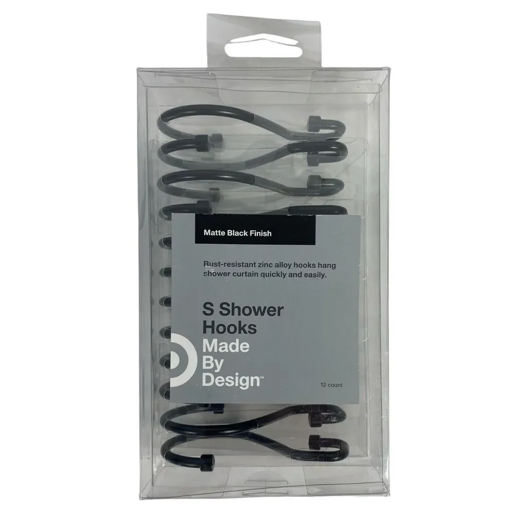 Made‎ By Design S Shower Hooks Matte Black Finish Rust Resistant 12 Count C72Q