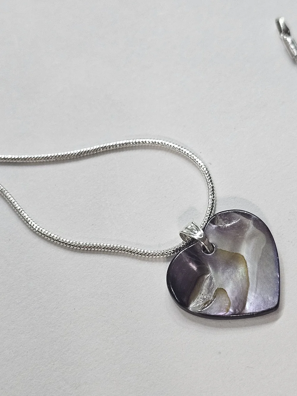 Iridescent Purple Heart Shell Pendant Necklace
