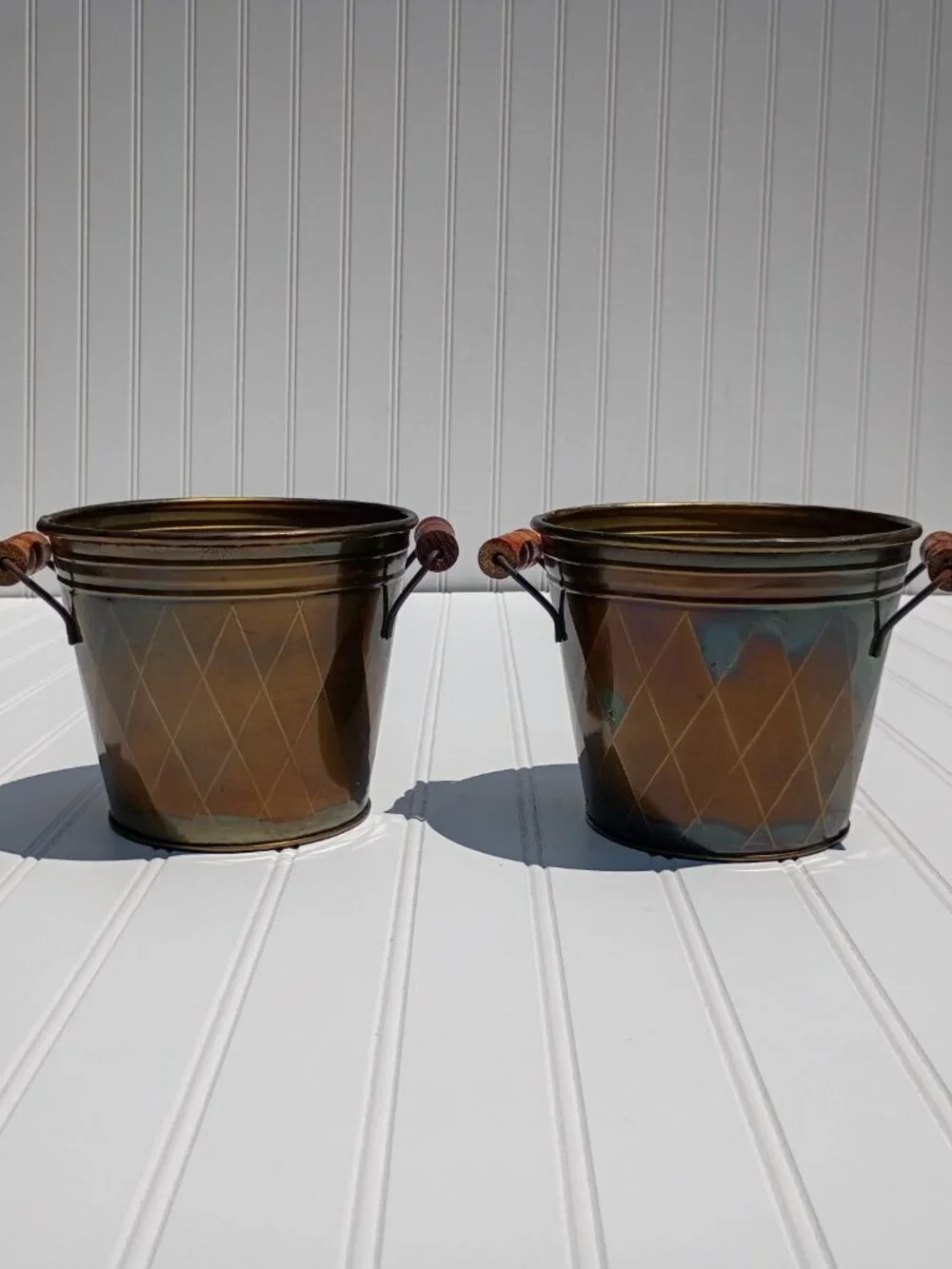 Brass Planters pair matching