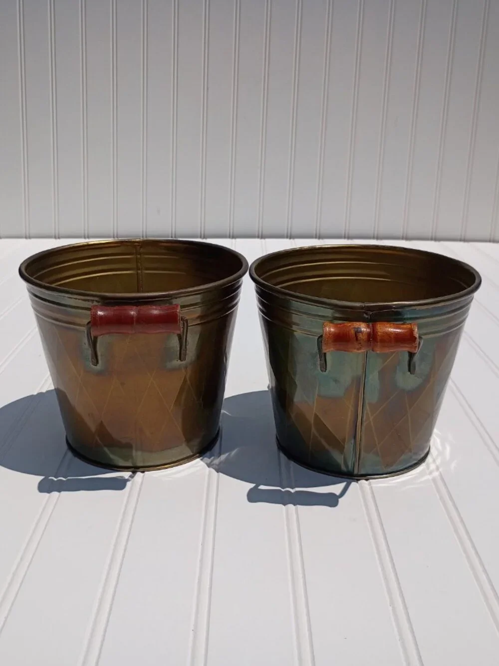 Brass Planters pair matching