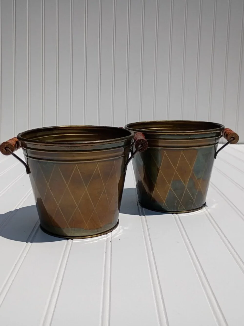 Brass Planters pair matching
