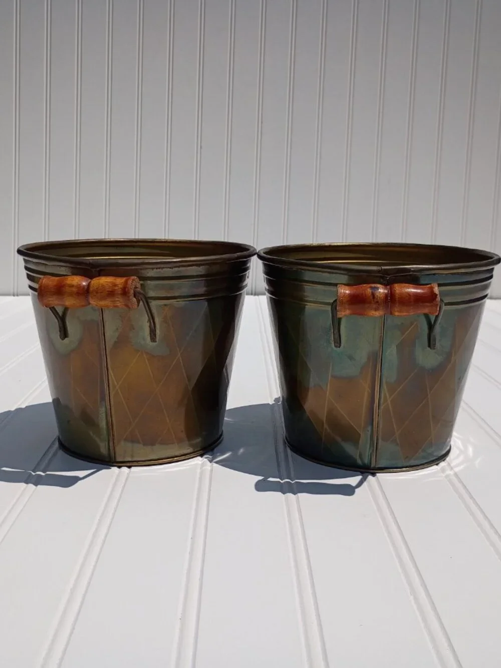 Brass Planters pair matching