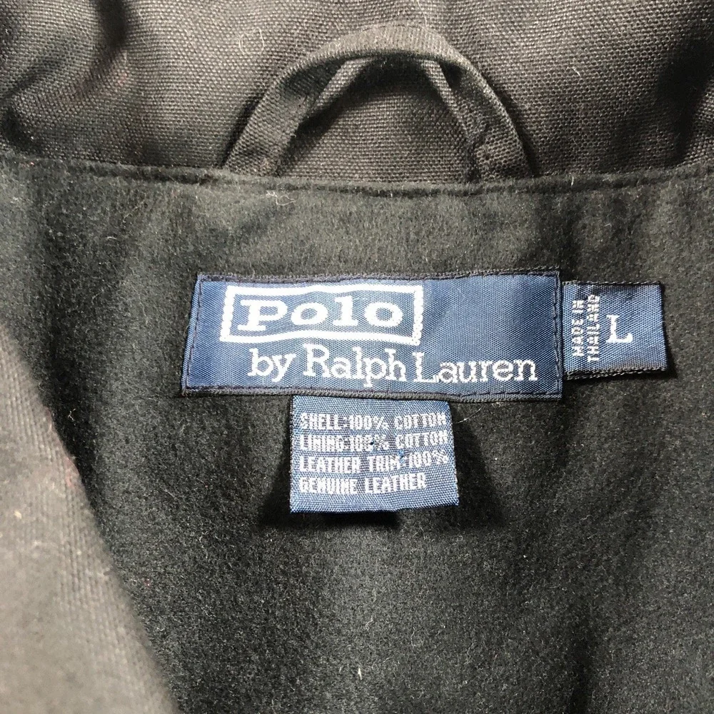 Polo Ralph Lauren Jacket Adult L Black Oiled Waxed Canvas Shooting Leather Chore