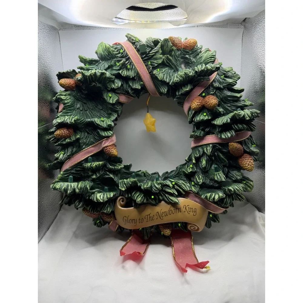 Hummel Goebel Glory To The Newborn KING Lighted Ceramic Nativity Wreath READ