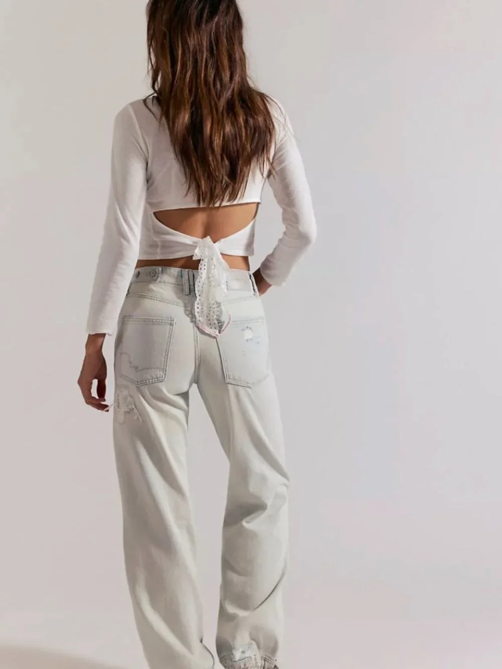 NWT Current We The Free Don't Wait Up Baggy Jeans Distressed Drawcord Sz 28 $178