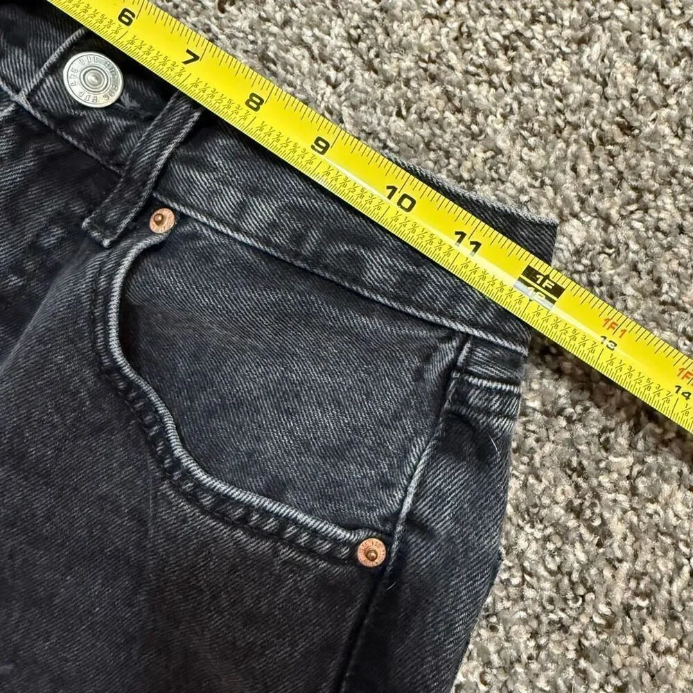 BDG Mom High Rise Baggy Black Gray Denim Shorts 25 Grunge Retro 90s