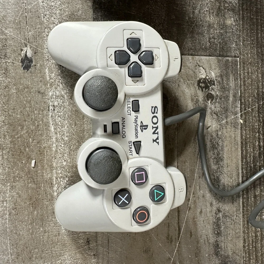 Set of 2 PlayStation PS1 DualShock Controller SCPH-1200 Grey Analog Wired