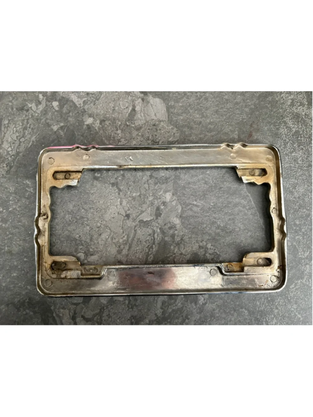 Chrome Harley Davidson License Plate Frame Holder with Red Reflective Strip