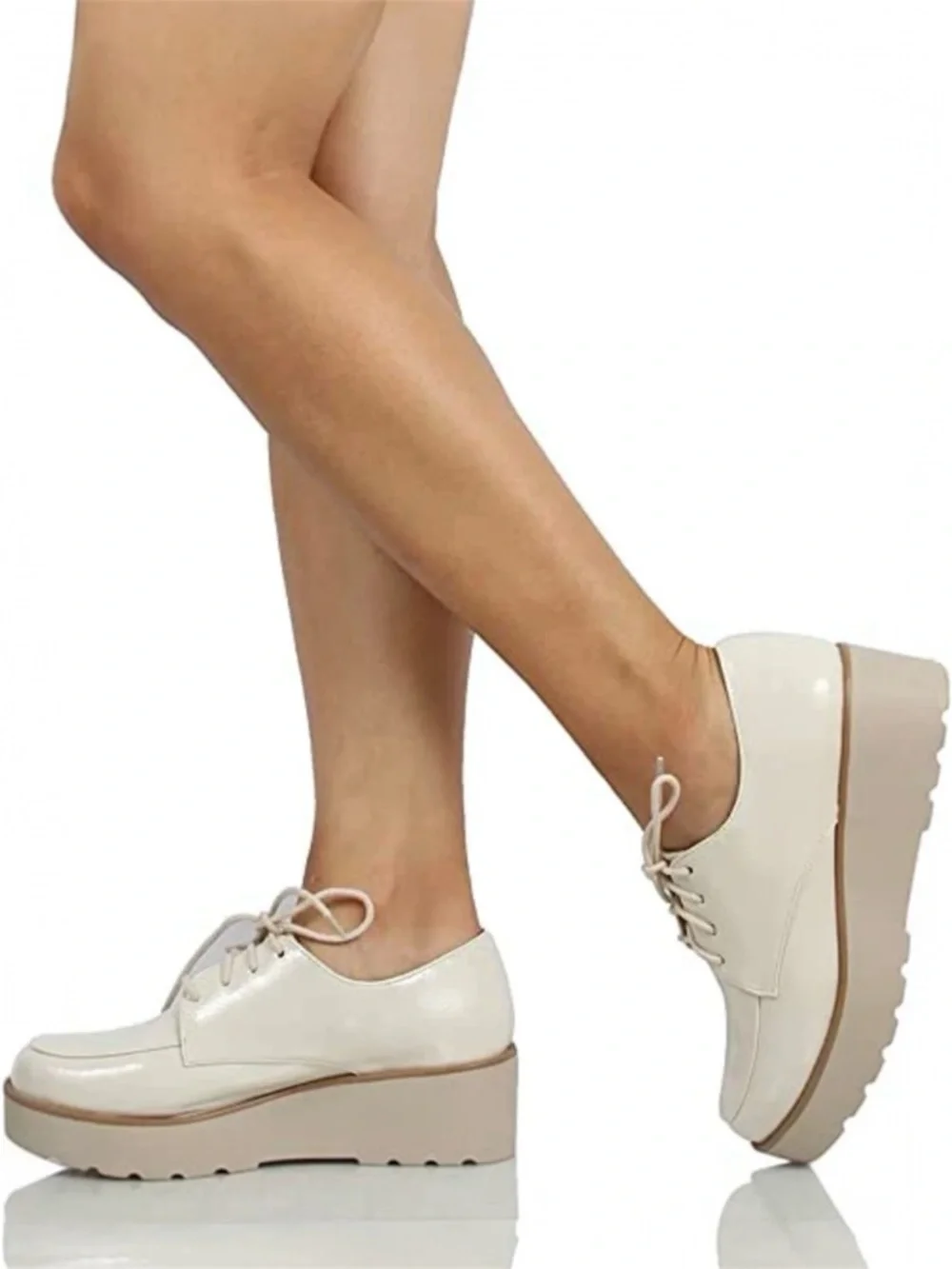 Soda Jimbo Crinkle Oxford Lace Up Lug Platform Wedge Size 6