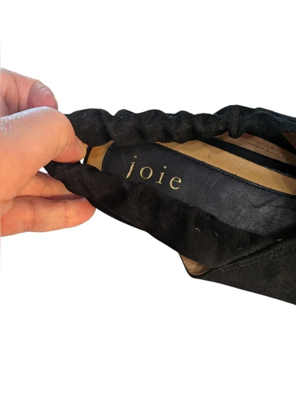 Joie Garden Platform Espadrille Wedge Sandal Suede Black