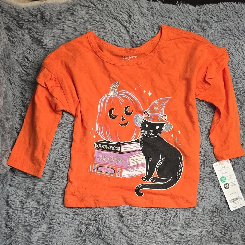 Carter's Girl's Orange&black Halloween‎ Outfit Size 12 Months NWT