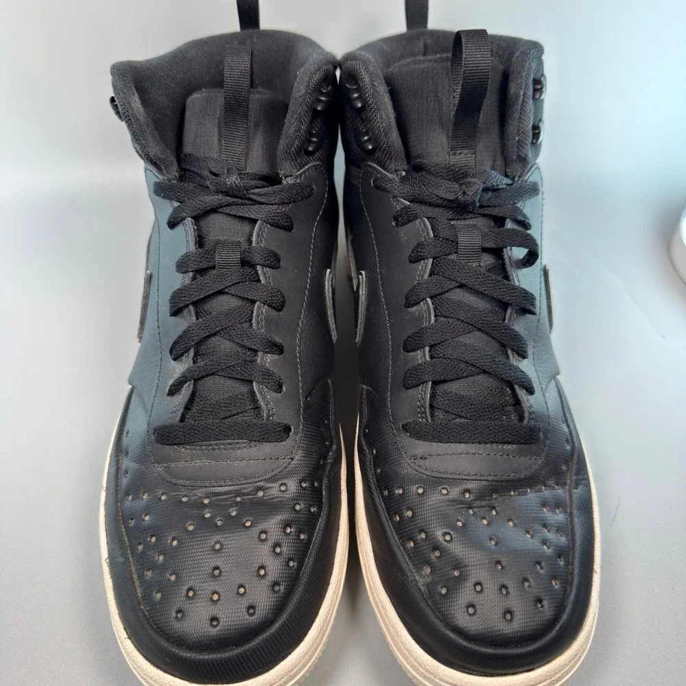 Nike Court Vision Mid Winter Mens 10.5 10 1/2 Sneaker Black White Leather Shoes