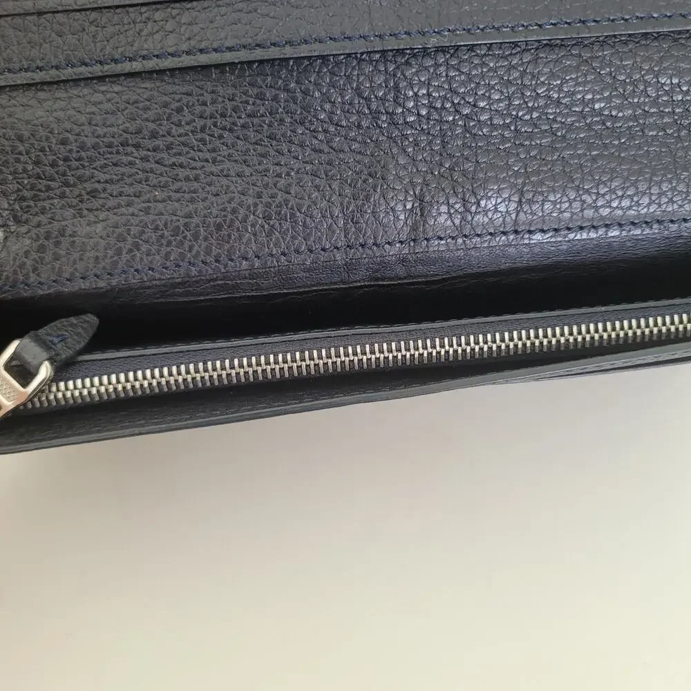 Dunhill‎ Designer Checkbook Card Bill Holder Wallet Black Bifold Leather Long