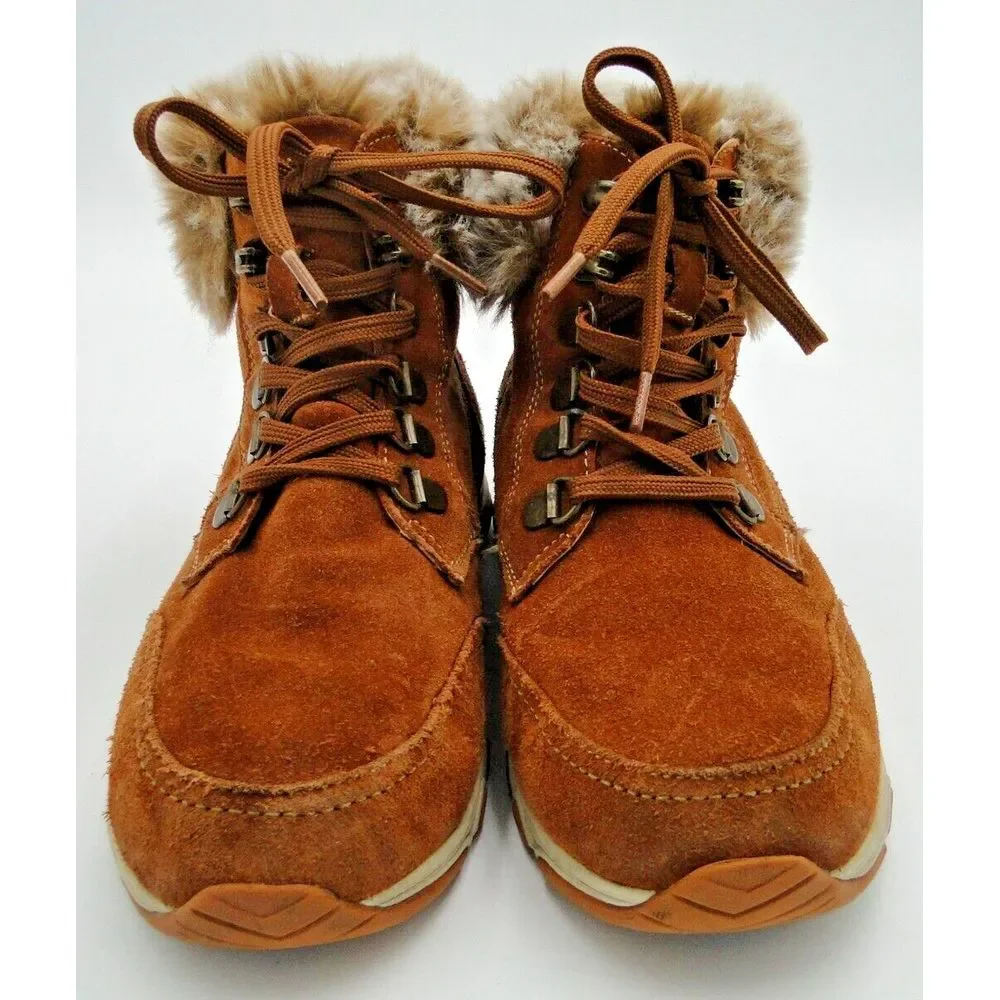 G.H Bass Alaska Womens Boots Water Resistant Chestnut Color w/Faux Fur Size 7.5M