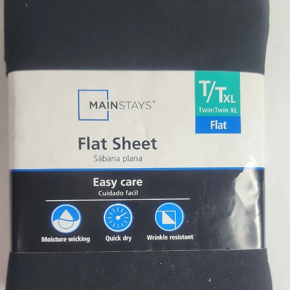 Mainstays Black 300 Thread Count Twin T/XL Flat Sheet