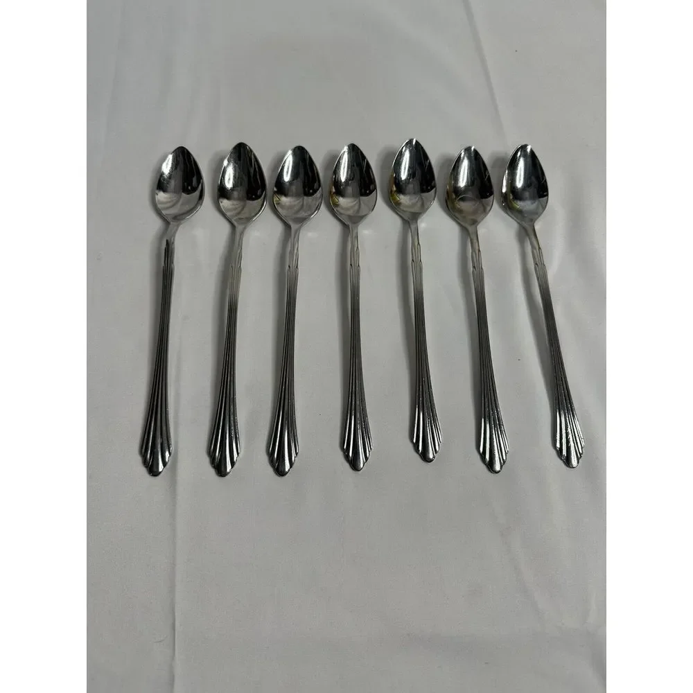 RETRONEU Barrington Set of 7 Ice Tea Spoons Long Handles Tall Skinny‎ Stir SS