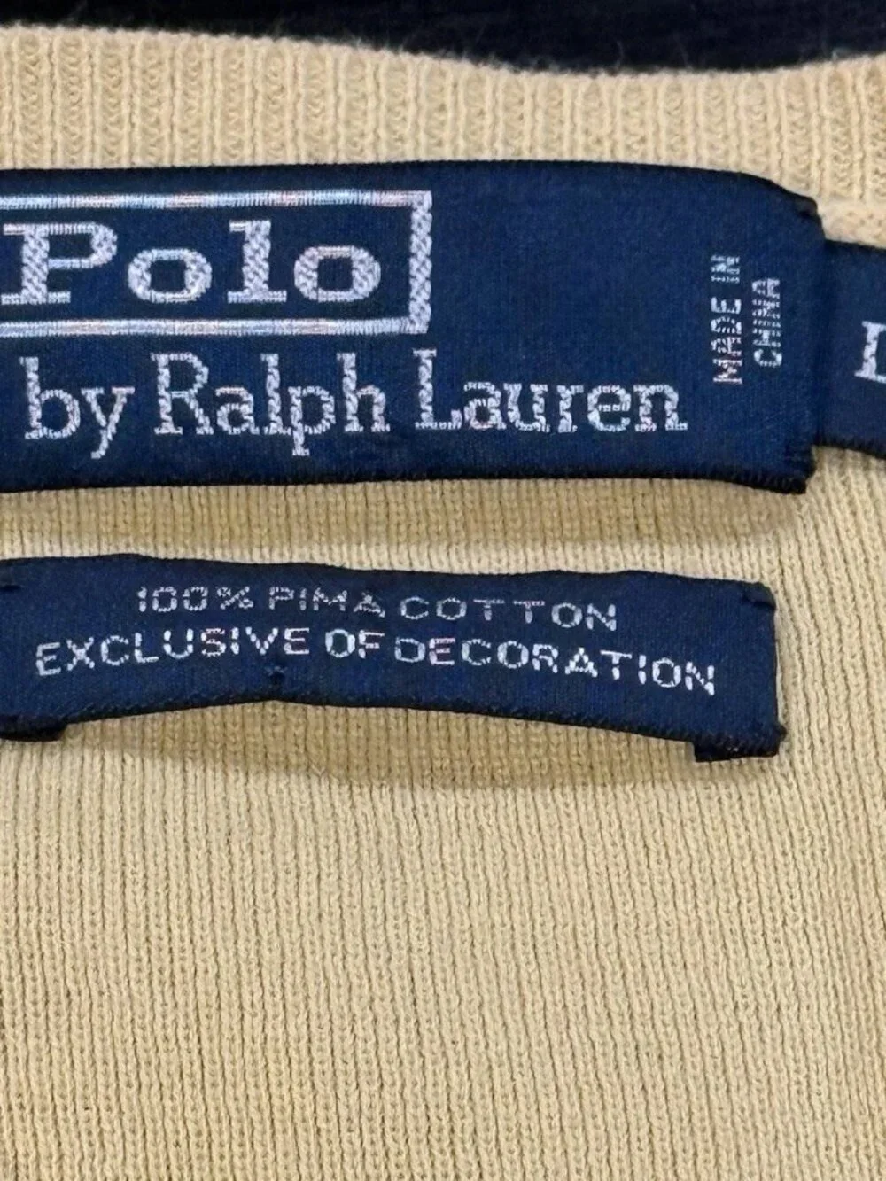 Polo Ralph Lauren sz L Pony V-Neck Yellow Pima Cotton Mens Preppy Tennis Sweater