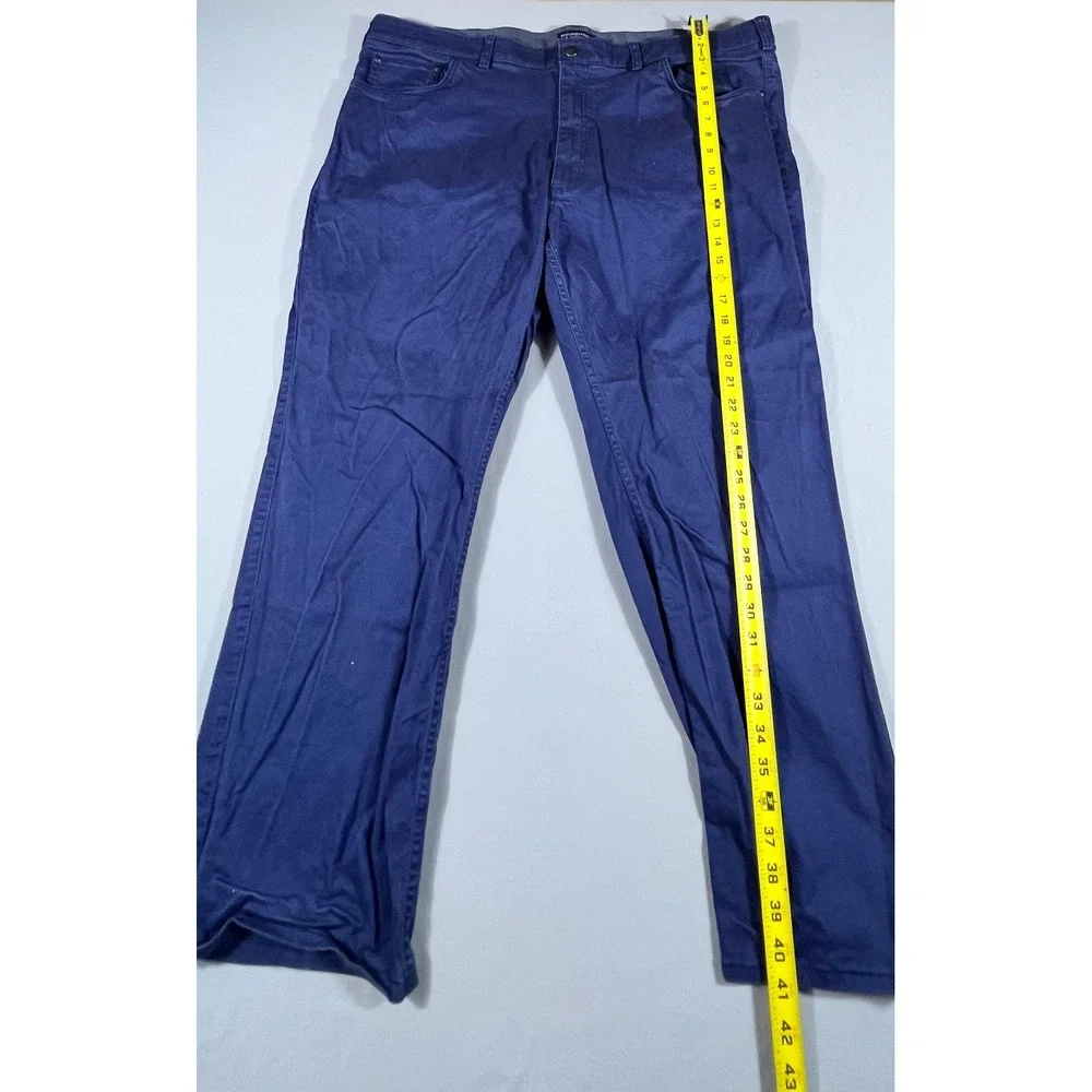 Roundtree & Yorke Travel Smart Mens 46x30 Blue Chino Pants Stretch Straight Leg