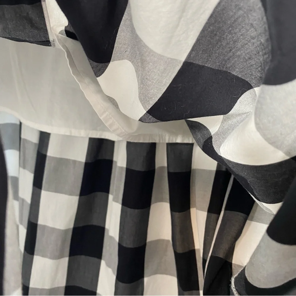 Who What Wear Black and White Plaid Button Front Full Midi Skirt