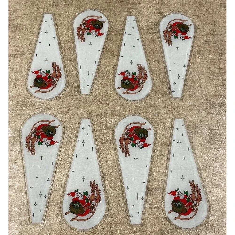 Vintage Set Of 8 IEM Holiday‎ Decor Santa Claus Touch Lamp Panels 1993