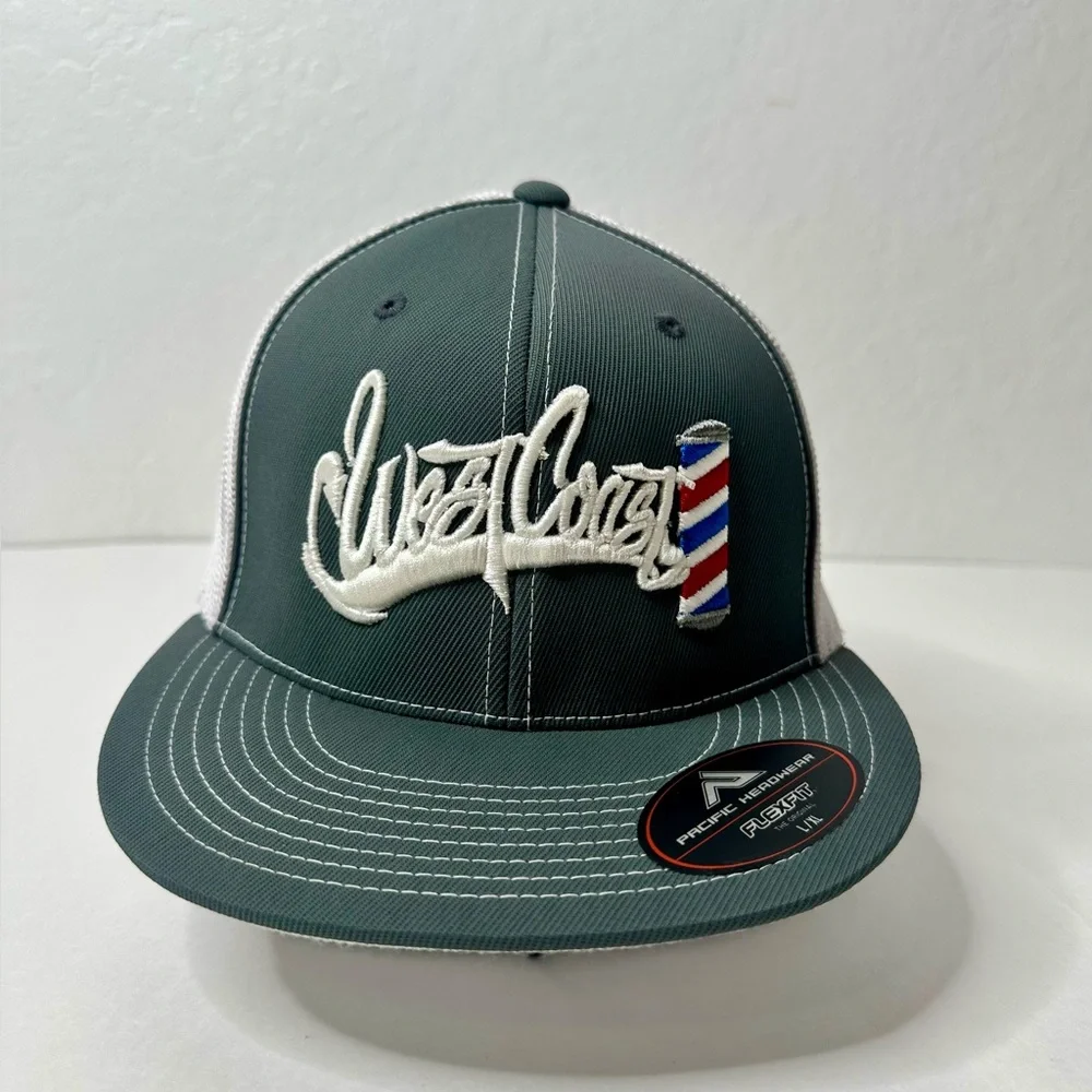 Pacific Headwear West Coast Cap Hat Size L-XL 7 3/8 - 8 Barber Hair Cuts Flexfit