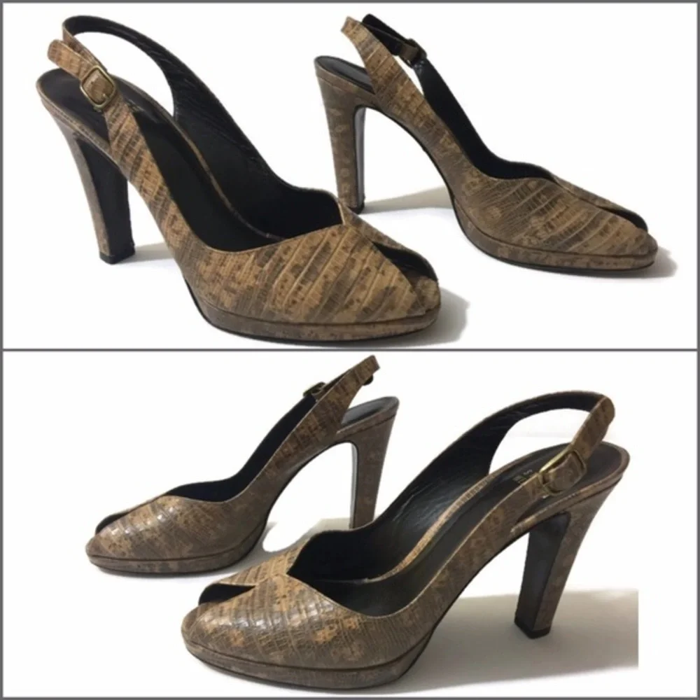 𝅺stuart Weitzman Snakeskin Slingback Heels