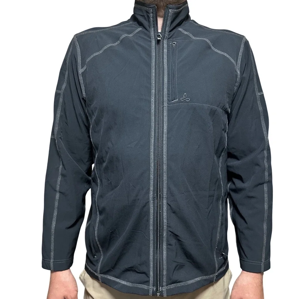 prAna Breathe Jacket Men's L Black Softshell Full Zip Gorpcore Hiking 2009