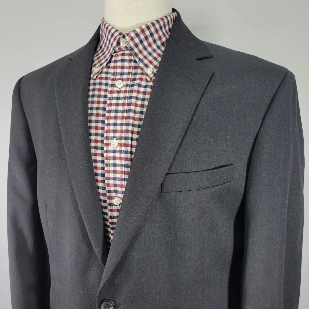 Pronto Uomo Platinum Men's Sport Coat Blazer Two‎ Button Charcoal Gray 44R Wool