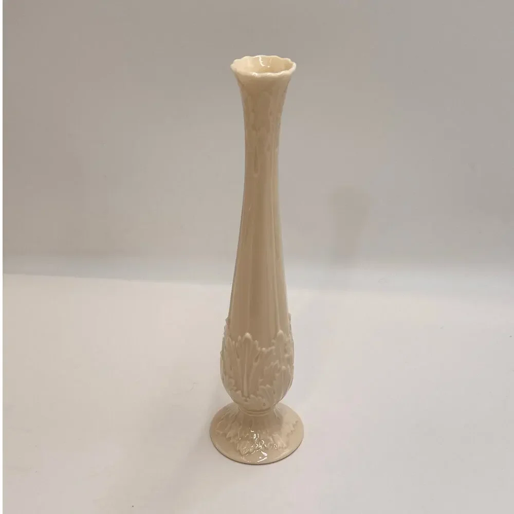 Lenox Ivory Bud Vase Embossed Floral Porcelain Mini Vase Made in USA