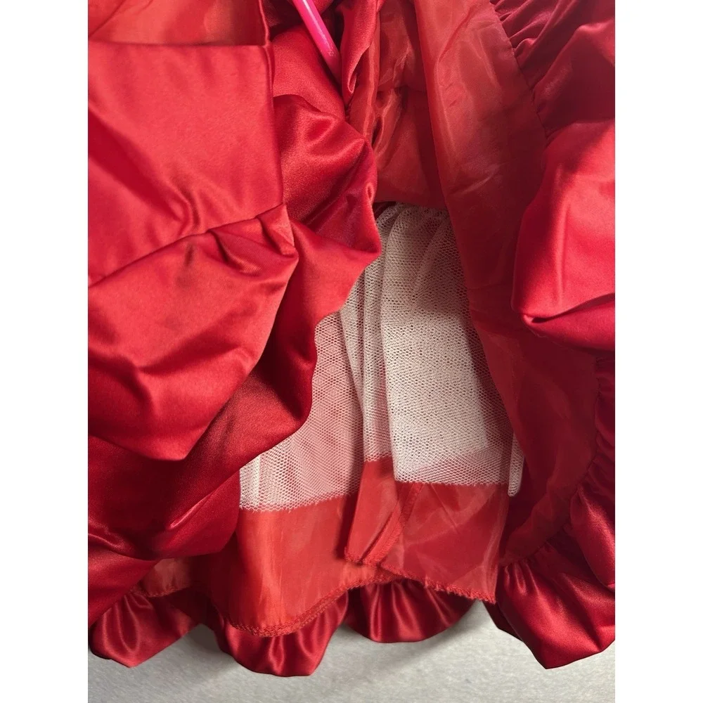 Good Girl Red Satin Fit & Flare Dress w/ Bolero Jacket Girls 4 Formal Party
