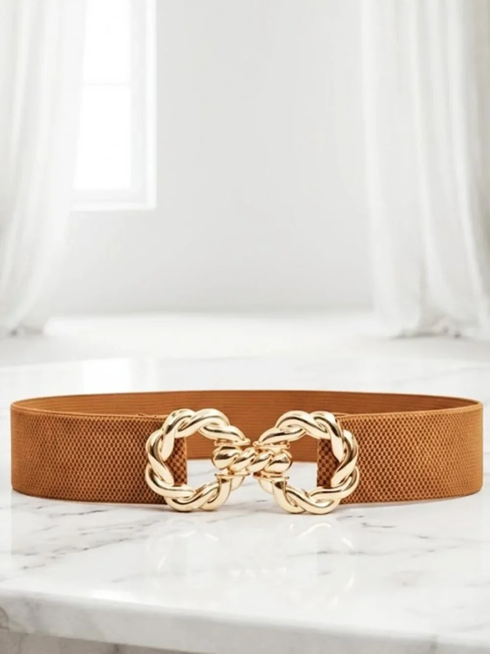 Ladies Stylish Stretch Brown Belt (27.5 Inches)