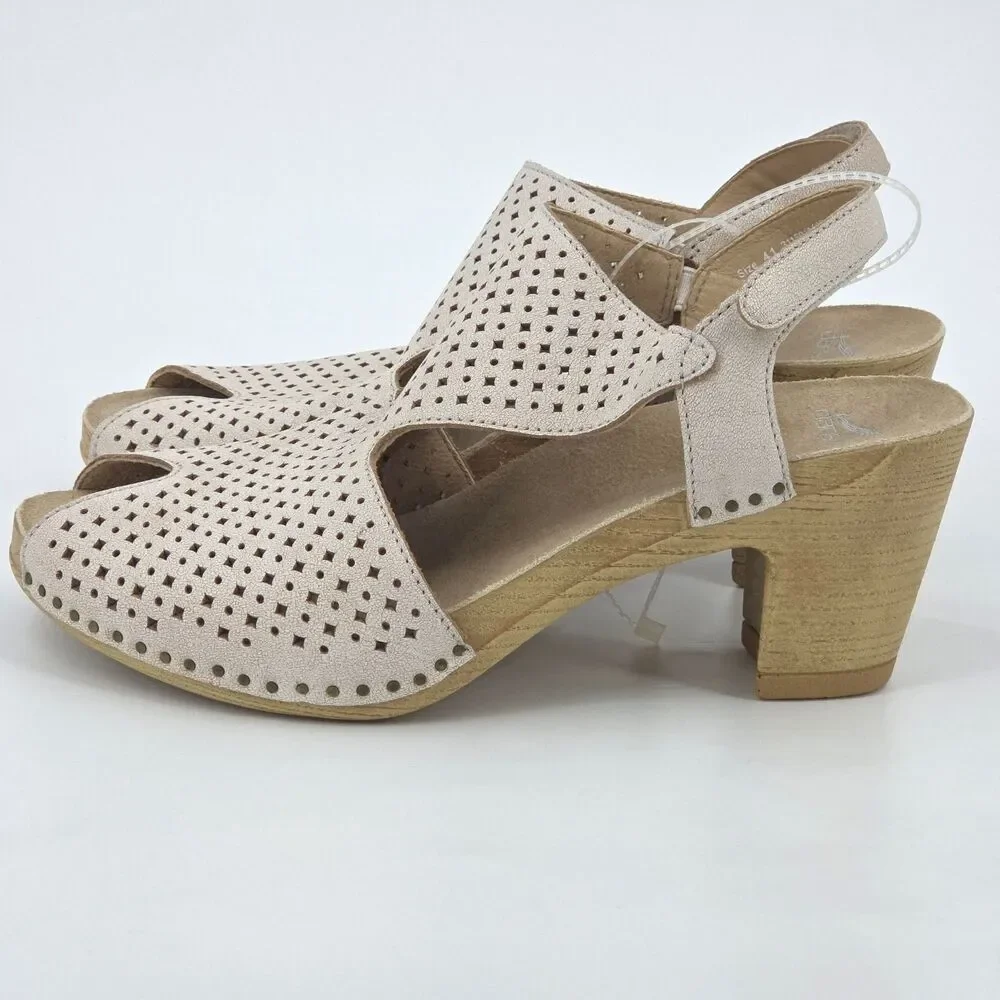 Dansko Teagan Leather Sandals Womens Size 41 White Slingback Neutral  Granny