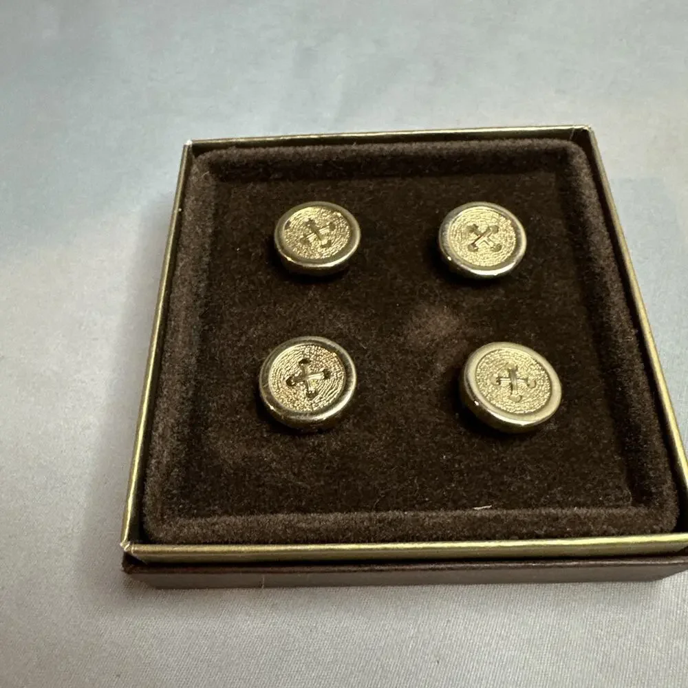 Vintage Avon Citation Button Covers Set of 4 Classic Design Gold Tone 1972