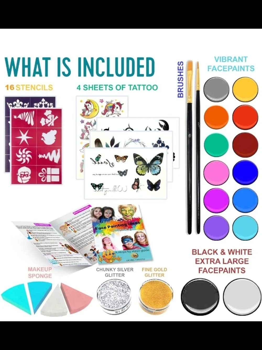 Face Paint Kit - Colorful Party Face Paint Set