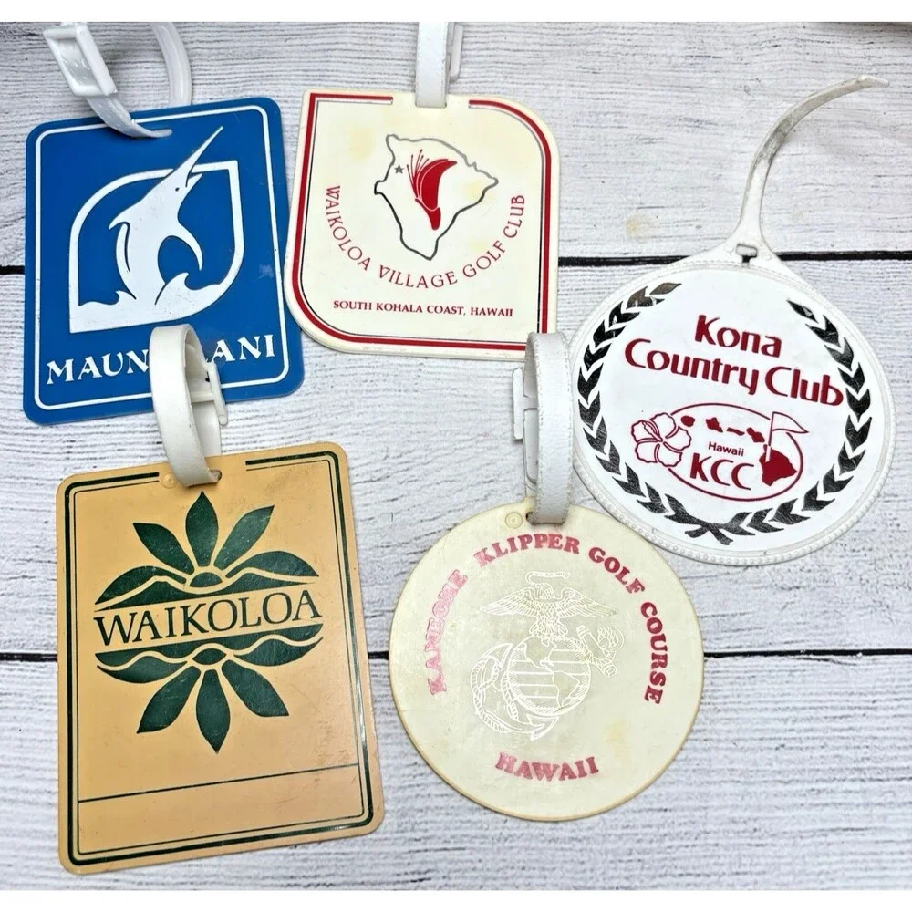 Vintage Golf Bag Tag Lot of 5 Hawaii Kona Mauna Lani Waikoloa Kaneohe Klipper