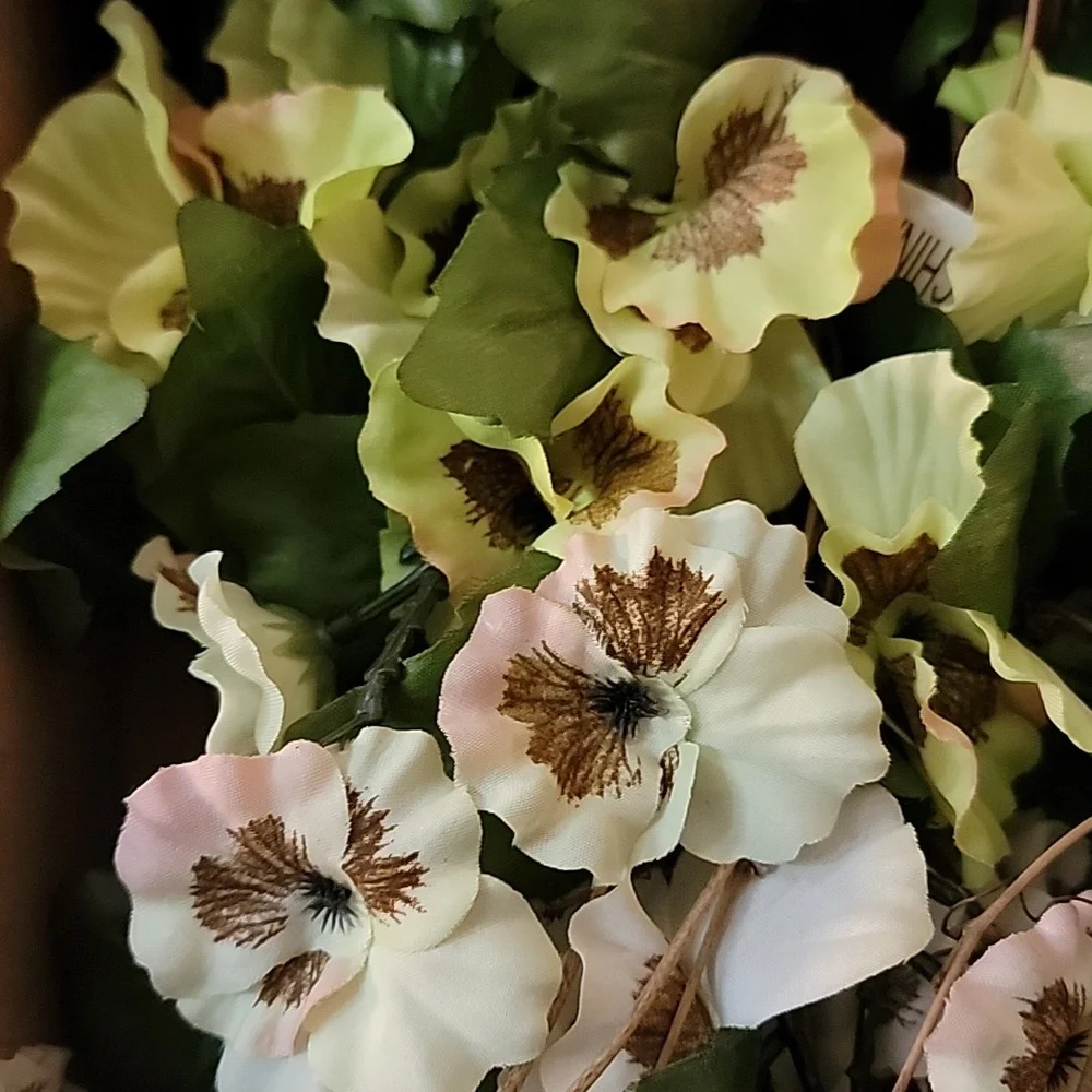 Elegant White and Green Faux Pansy Spray Floral Accents
