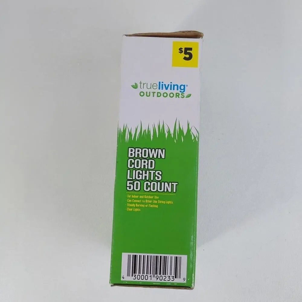 50ct‎ Count Clear Christmas Lights Light Set Brown Wire Cord Primitive Outdoor