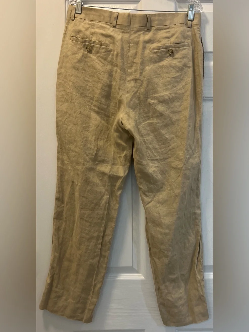 Pronto Uomo Men’s Tan 100% linen pants, 34 x 28.