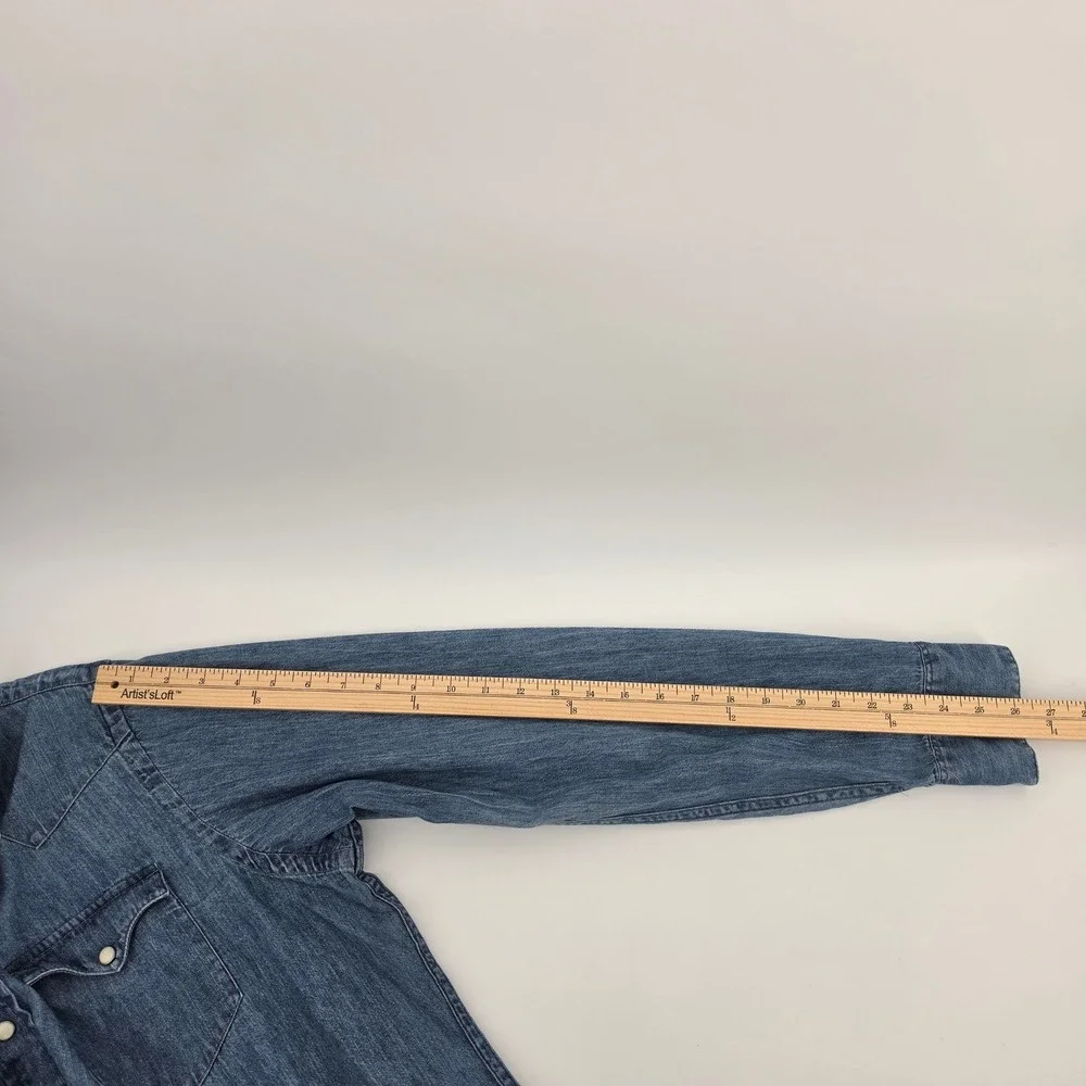 Polo Ralph Lauren Mens Denim Western Pearl Snap Shirt Size XL Long Sleeve