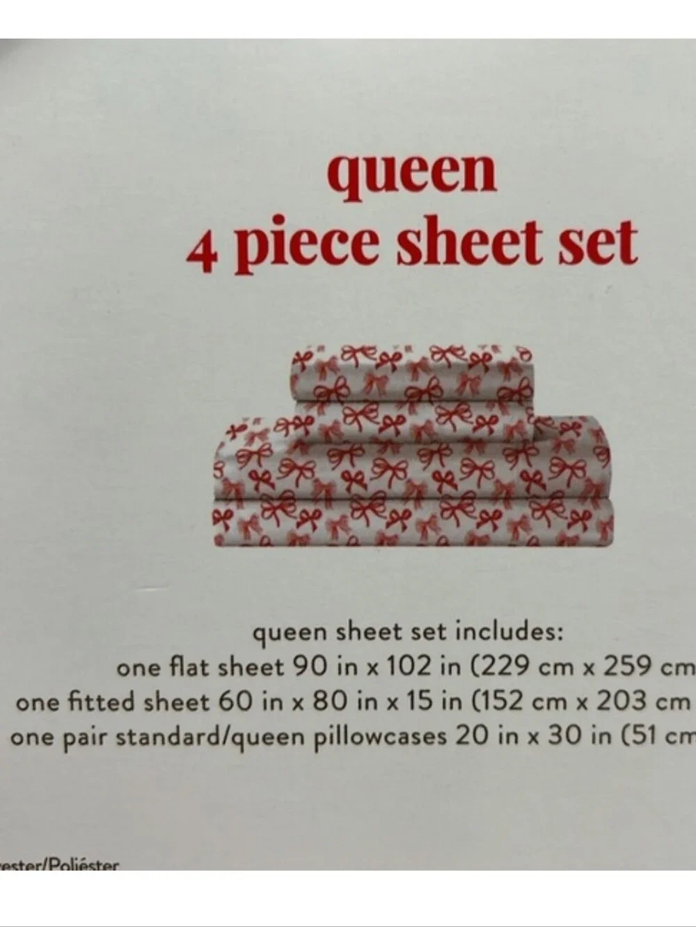 Bow Sheets Queen Size Peri Home Viral Red Bows Christmas Sheet Set New