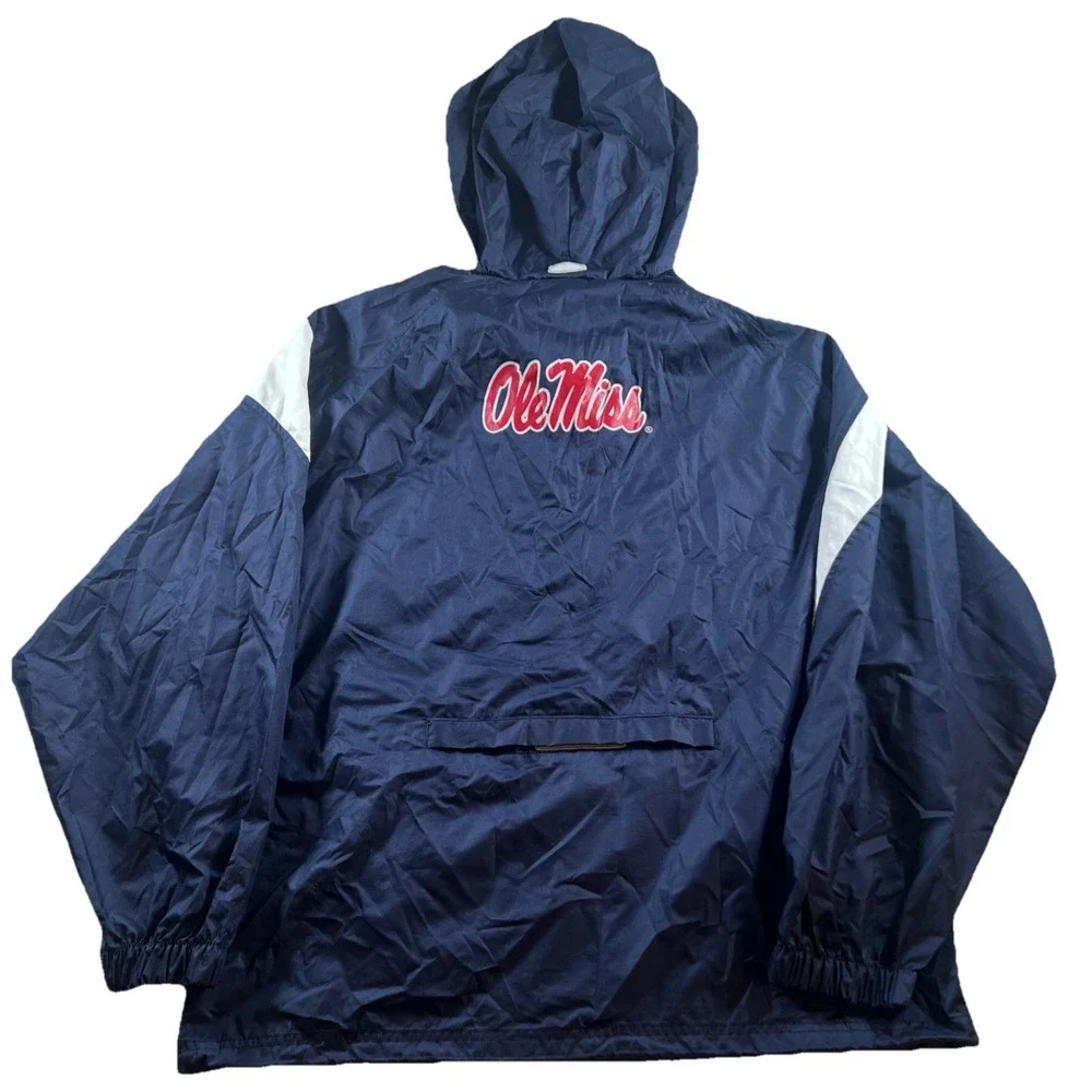 Ole‎ Miss Rebels Genuine Stuff GS Collegiate Hooded Rain Jacket Men's M VG