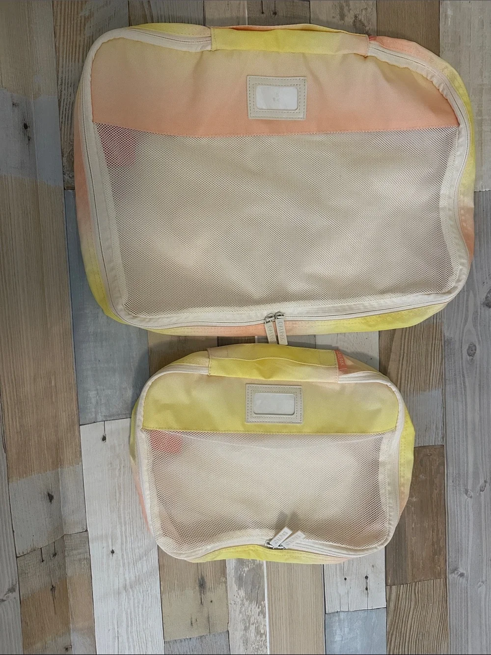 CALPAK Set of 2 Travel Packing Cubes in Yellow & Peach Ombre
