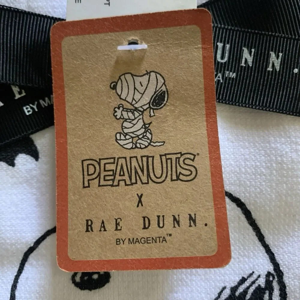Rae Dunn Peanuts Snoopy Happy Halloween Holiday Kitchen Towels 2 Pk NEW